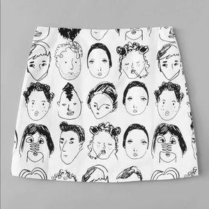 figure print face mini skirt